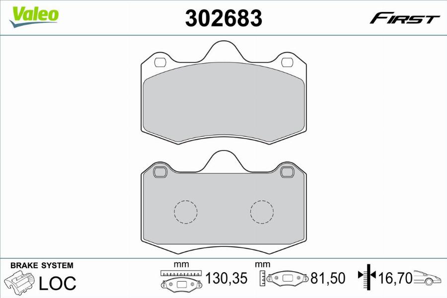 Valeo 302683 - Kit pastiglie freno, Freno a disco autozon.pro