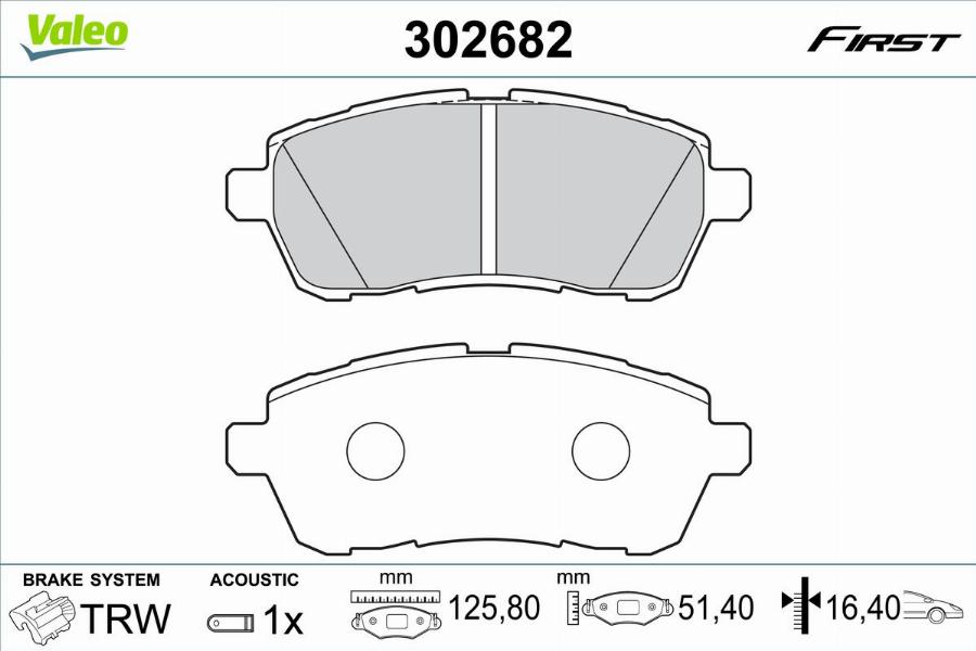 Valeo 302682 - Kit pastiglie freno, Freno a disco autozon.pro