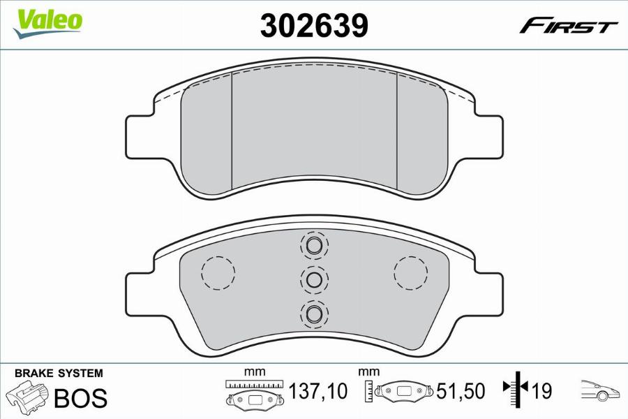 Valeo 302639 - Kit pastiglie freno, Freno a disco autozon.pro