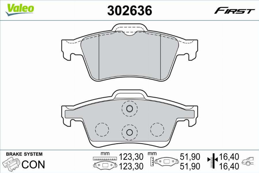 Valeo 302636 - Kit pastiglie freno, Freno a disco autozon.pro