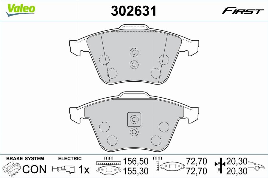 Valeo 302631 - Kit pastiglie freno, Freno a disco autozon.pro