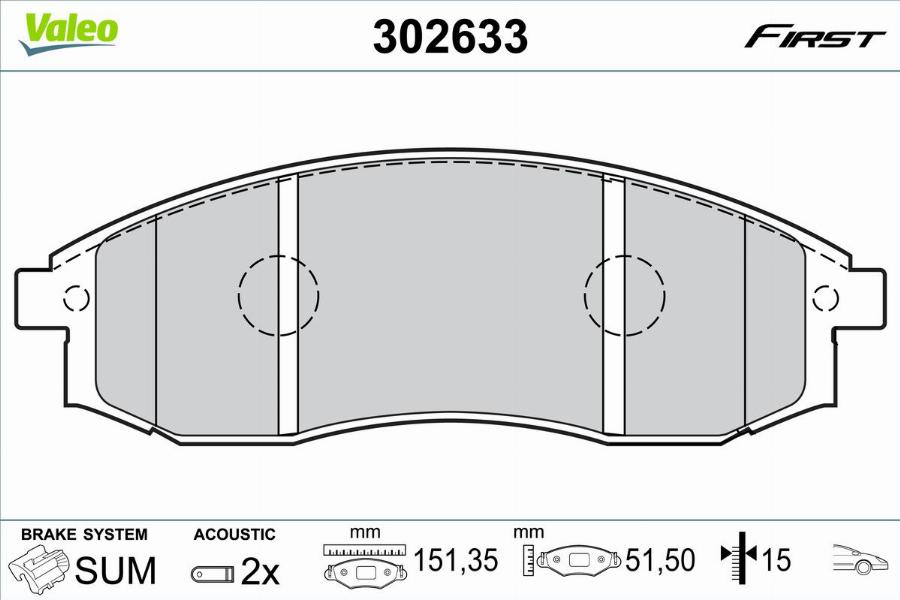 Valeo 302633 - Kit pastiglie freno, Freno a disco autozon.pro