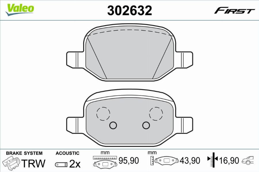 Valeo 302632 - Kit pastiglie freno, Freno a disco autozon.pro