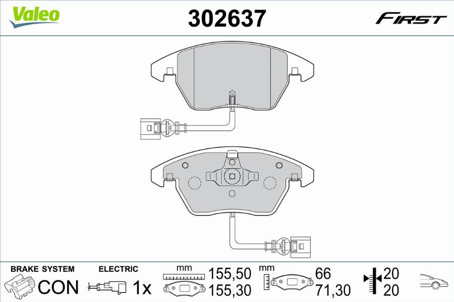 Valeo 302637 - Kit pastiglie freno, Freno a disco autozon.pro