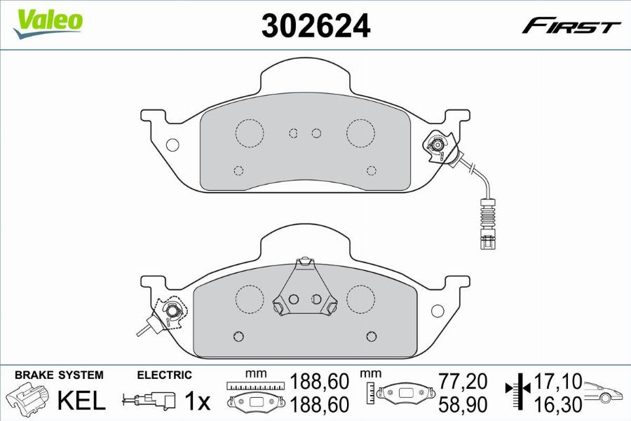 Valeo 302624 - Kit pastiglie freno, Freno a disco autozon.pro