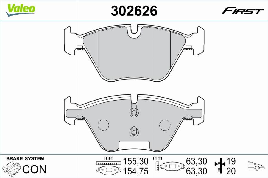 Valeo 302626 - Kit pastiglie freno, Freno a disco autozon.pro