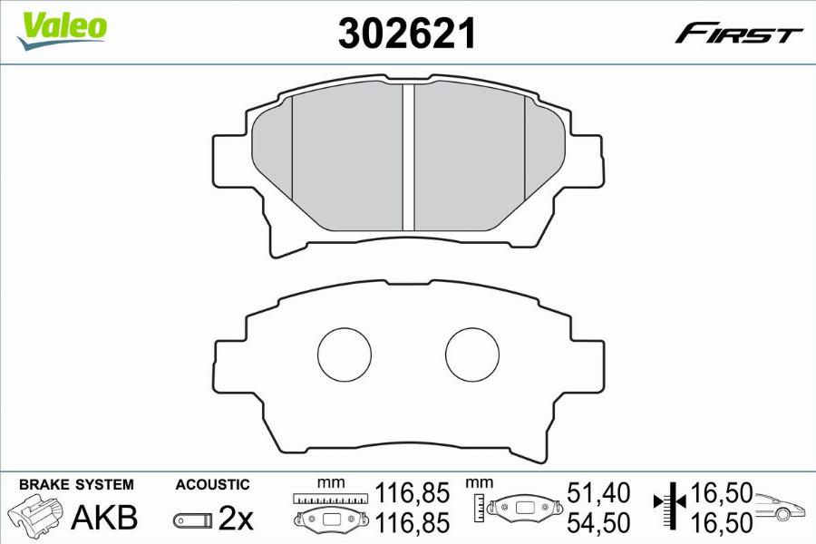 Valeo 302621 - Kit pastiglie freno, Freno a disco autozon.pro