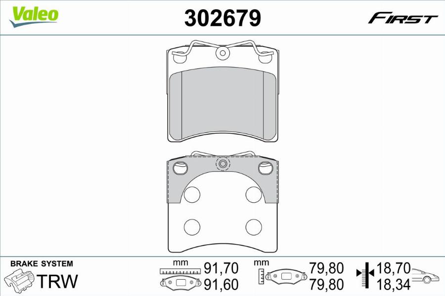 Valeo 302679 - Kit pastiglie freno, Freno a disco autozon.pro