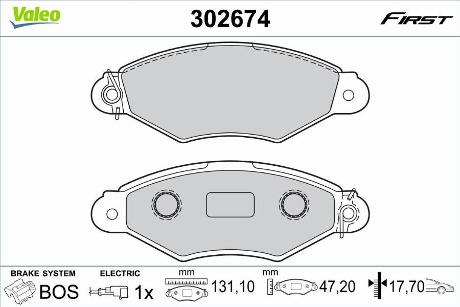 Valeo 302674 - Kit pastiglie freno, Freno a disco autozon.pro