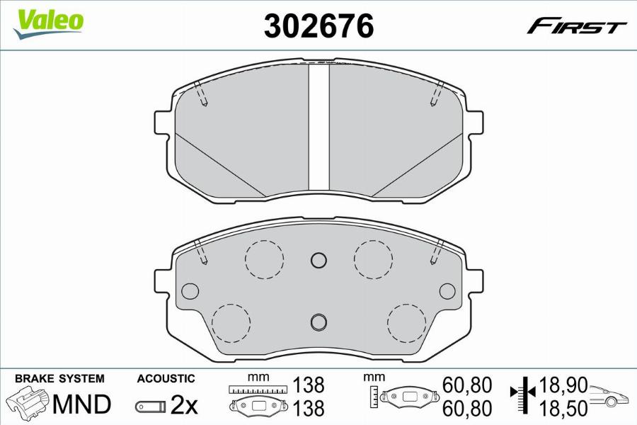 Valeo 302676 - Kit pastiglie freno, Freno a disco autozon.pro