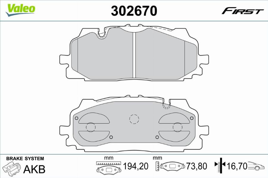 Valeo 302670 - Kit pastiglie freno, Freno a disco autozon.pro