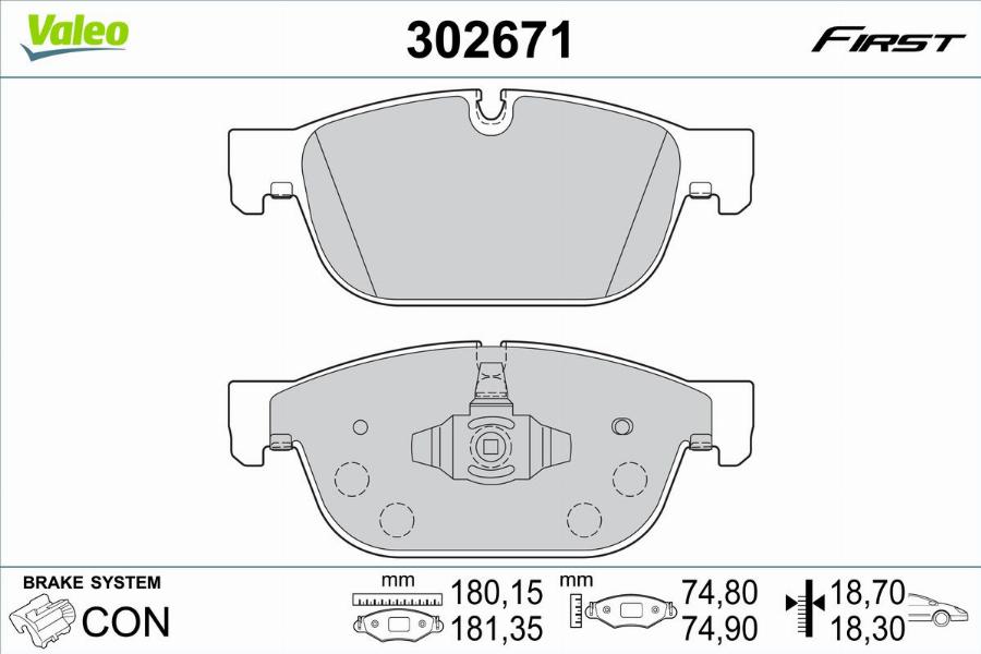 Valeo 302671 - Kit pastiglie freno, Freno a disco autozon.pro