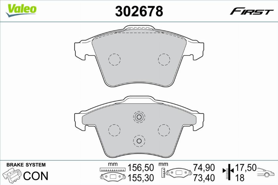 Valeo 302678 - Kit pastiglie freno, Freno a disco autozon.pro