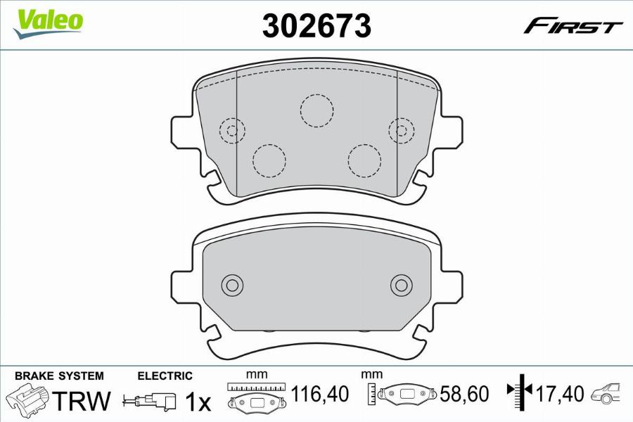 Valeo 302673 - Kit pastiglie freno, Freno a disco autozon.pro