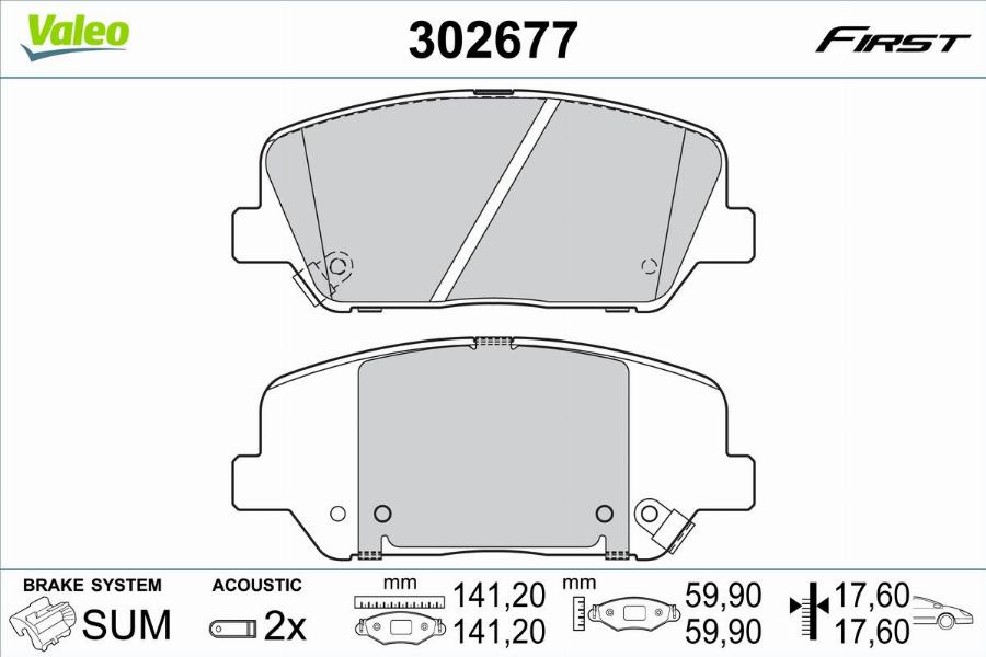 Valeo 302677 - Kit pastiglie freno, Freno a disco autozon.pro