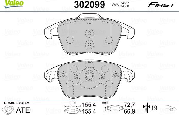 Valeo 302099 - Kit pastiglie freno, Freno a disco autozon.pro