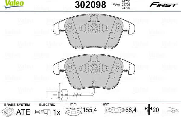 Valeo 302098 - Kit pastiglie freno, Freno a disco autozon.pro