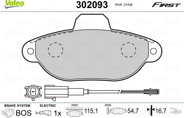 Valeo 302093 - Kit pastiglie freno, Freno a disco autozon.pro