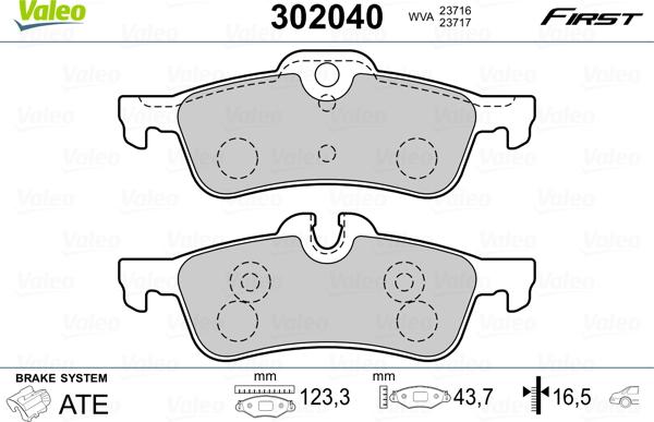 Valeo 302040 - Kit pastiglie freno, Freno a disco autozon.pro