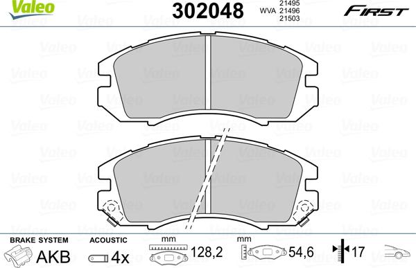 Valeo 302048 - Kit pastiglie freno, Freno a disco autozon.pro