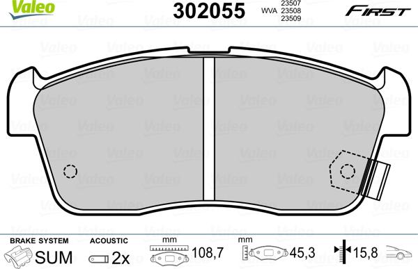 Valeo 302055 - Kit pastiglie freno, Freno a disco autozon.pro