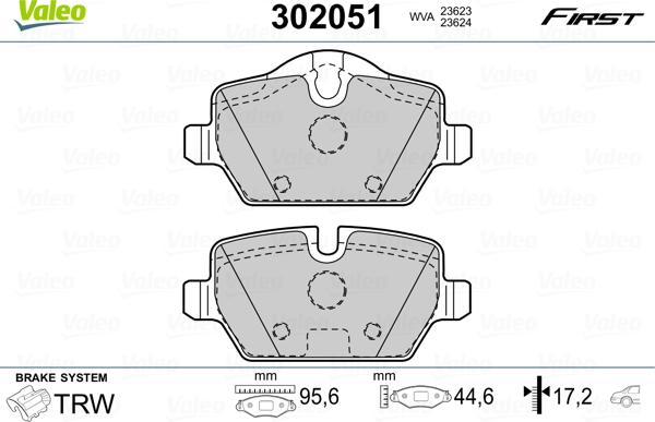 Valeo 302051 - Kit pastiglie freno, Freno a disco autozon.pro