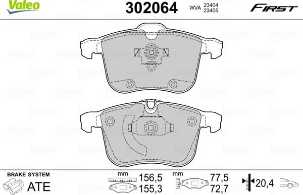 Valeo 302064 - Kit pastiglie freno, Freno a disco autozon.pro