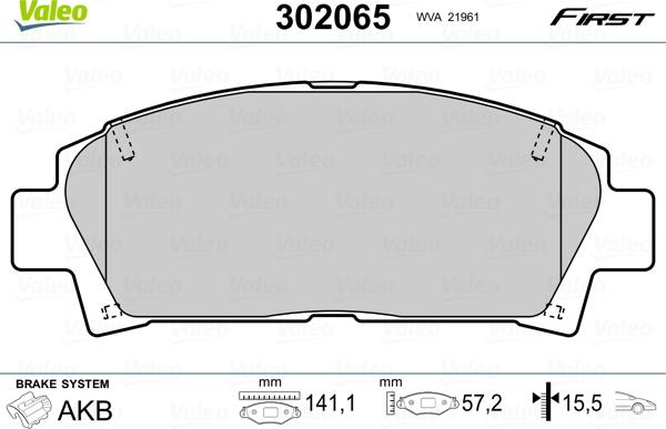 Valeo 302065 - Kit pastiglie freno, Freno a disco autozon.pro