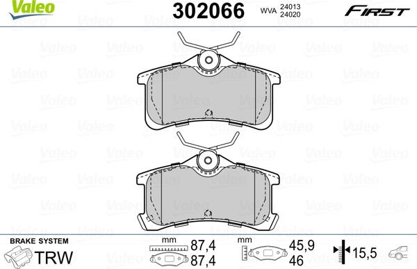 Valeo 302066 - Kit pastiglie freno, Freno a disco autozon.pro