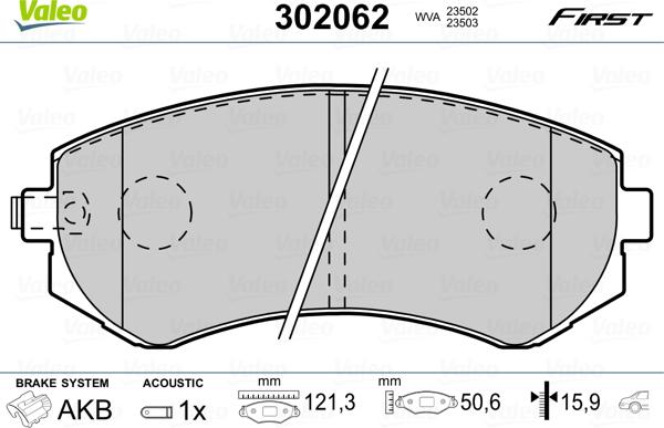 Valeo 302062 - Kit pastiglie freno, Freno a disco autozon.pro