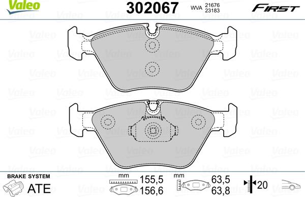 Valeo 302067 - Kit pastiglie freno, Freno a disco autozon.pro