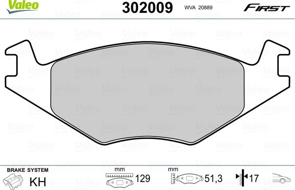 Valeo 302009 - Kit pastiglie freno, Freno a disco autozon.pro