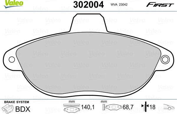 Valeo 302004 - Kit pastiglie freno, Freno a disco autozon.pro