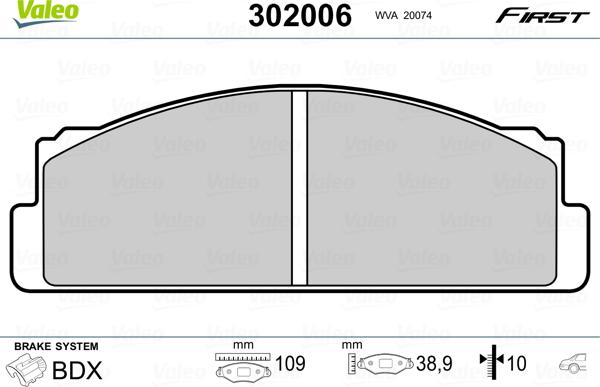 Valeo 302006 - Kit pastiglie freno, Freno a disco autozon.pro