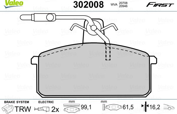 Valeo 302008 - Kit pastiglie freno, Freno a disco autozon.pro