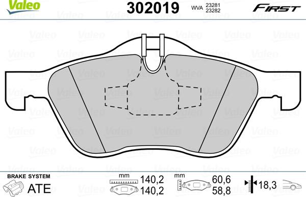 Valeo 302019 - Kit pastiglie freno, Freno a disco autozon.pro