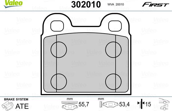 Valeo 302010 - Kit pastiglie freno, Freno a disco autozon.pro