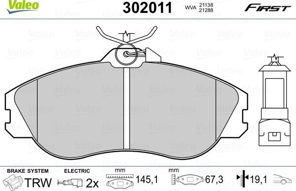 Valeo 302011 - Kit pastiglie freno, Freno a disco autozon.pro