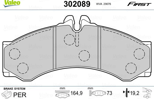 Valeo 302089 - Kit pastiglie freno, Freno a disco autozon.pro