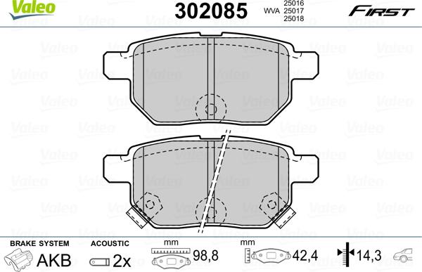 Valeo 302085 - Kit pastiglie freno, Freno a disco autozon.pro