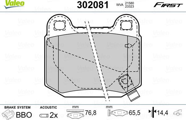 Valeo 302081 - Kit pastiglie freno, Freno a disco autozon.pro