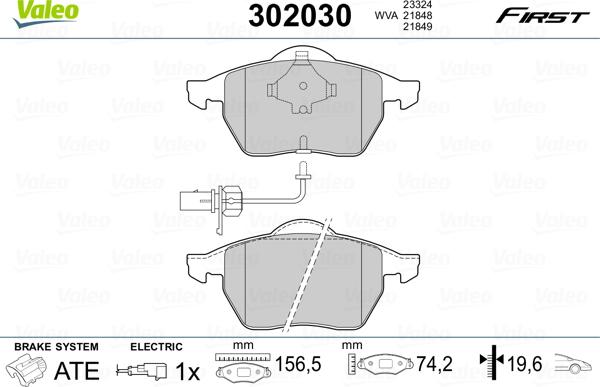 Valeo 302030 - Kit pastiglie freno, Freno a disco autozon.pro