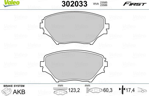 Valeo 302033 - Kit pastiglie freno, Freno a disco autozon.pro