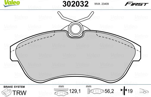 Valeo 302032 - Kit pastiglie freno, Freno a disco autozon.pro