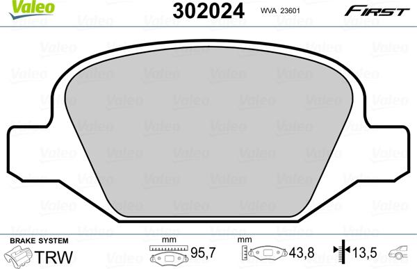 Valeo 302024 - Kit pastiglie freno, Freno a disco autozon.pro