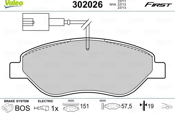 Valeo 302026 - Kit pastiglie freno, Freno a disco autozon.pro