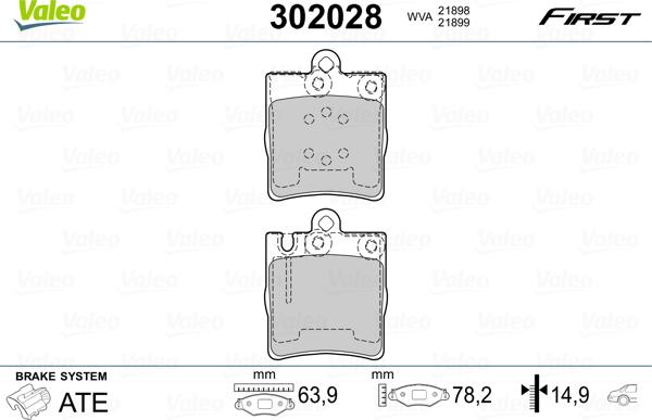 Valeo 302028 - Kit pastiglie freno, Freno a disco autozon.pro