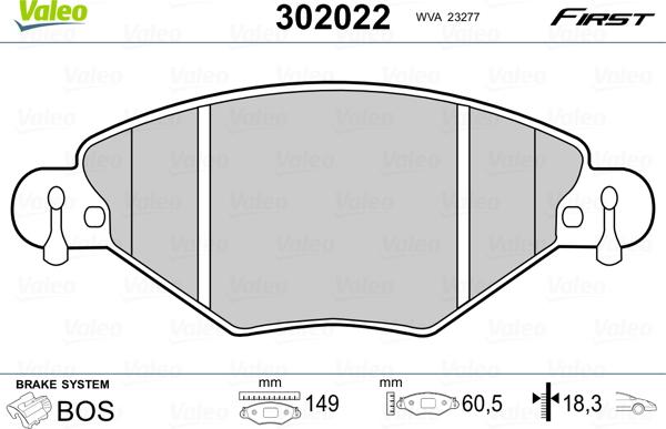 Valeo 302022 - Kit pastiglie freno, Freno a disco autozon.pro