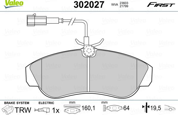 Valeo 302027 - Kit pastiglie freno, Freno a disco autozon.pro