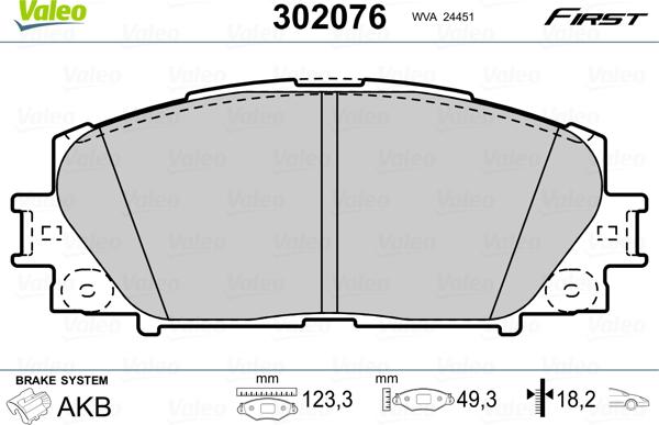 Valeo 302076 - Kit pastiglie freno, Freno a disco autozon.pro